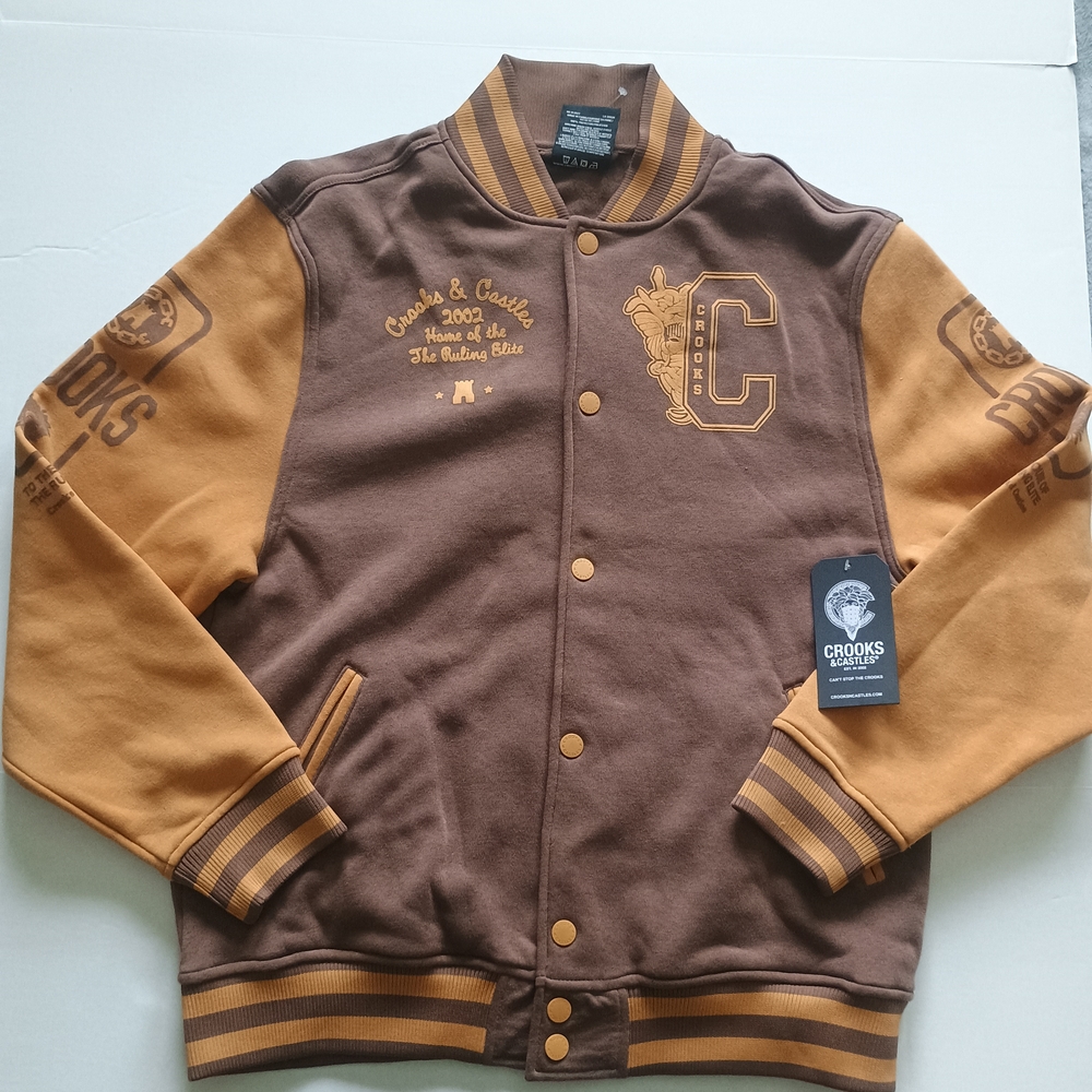 Crooks & Castles Varsity Jacket in Brown and Tan